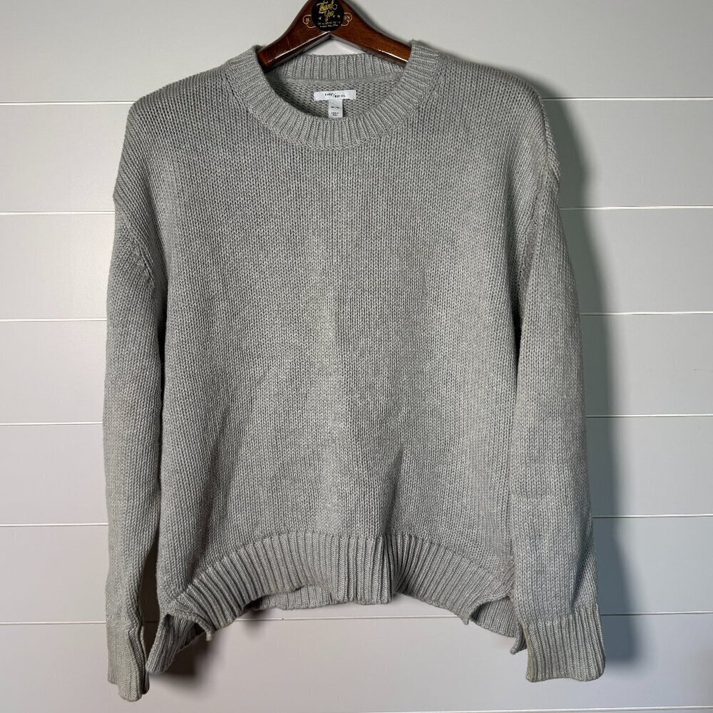 Daily Ritual Light Grey Heathered 100% Cotton Relaxed Crew Neck Sweater Sz XL
